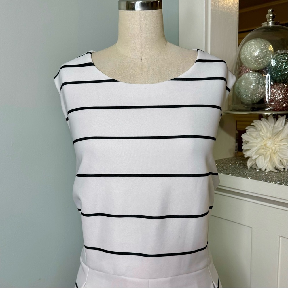 Lane Bryant White Scuba Striped Fit & Flare Dress Party Career Office Casual 26 - Picture 5 of 11